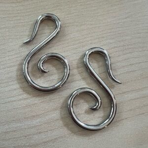 Stainless Steel Swan Spiral Gauged Earrings